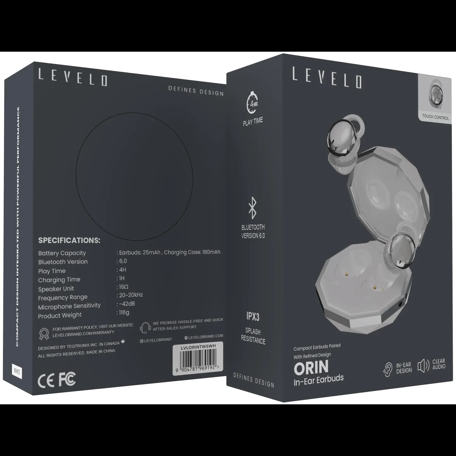 Levelo Orin In-Ear Earbuds — White 3