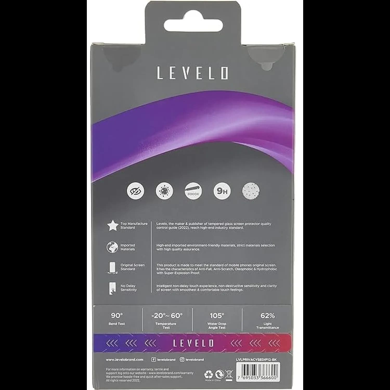 Levelo Privacy Black-Edition Silicone Edge Tempered Screen Protector 3