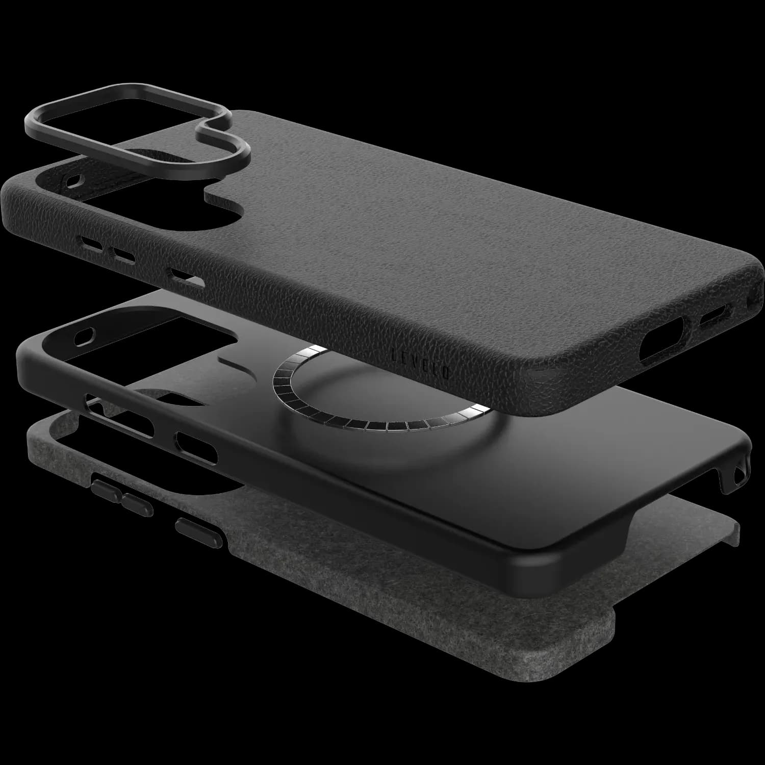 LEVELO Leather MagSafe Case Samsung S26 Ultra - Black 3
