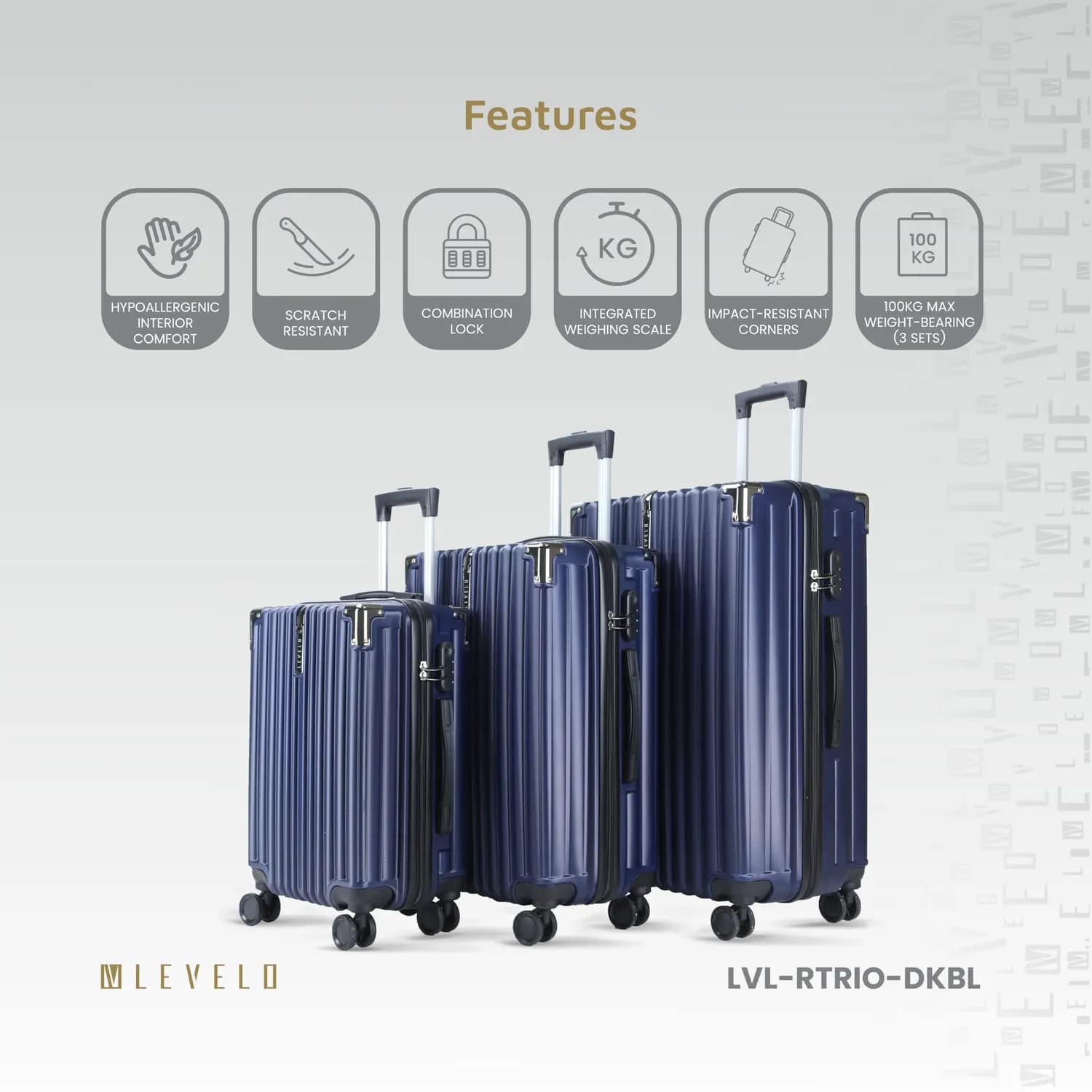 Levelo RoamTrio ABS 3 Set Luggage — Blue 3
