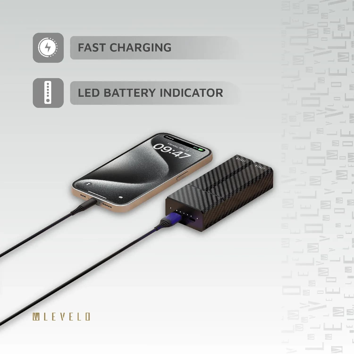 LEVELO Power Bank - 14400mAh SwapCell, Detachable, Black 3