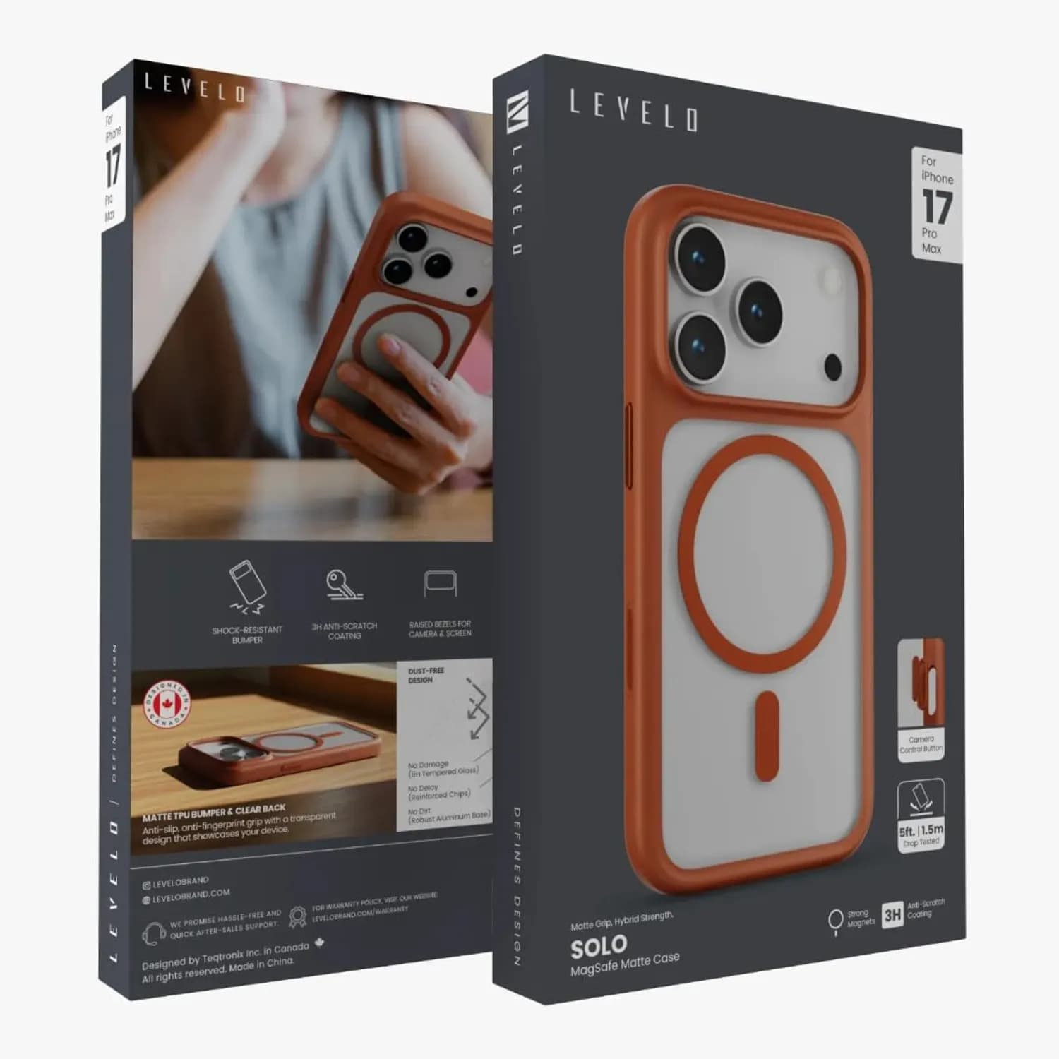 Levelo Solo Matte MagSafe Case — Orange 5