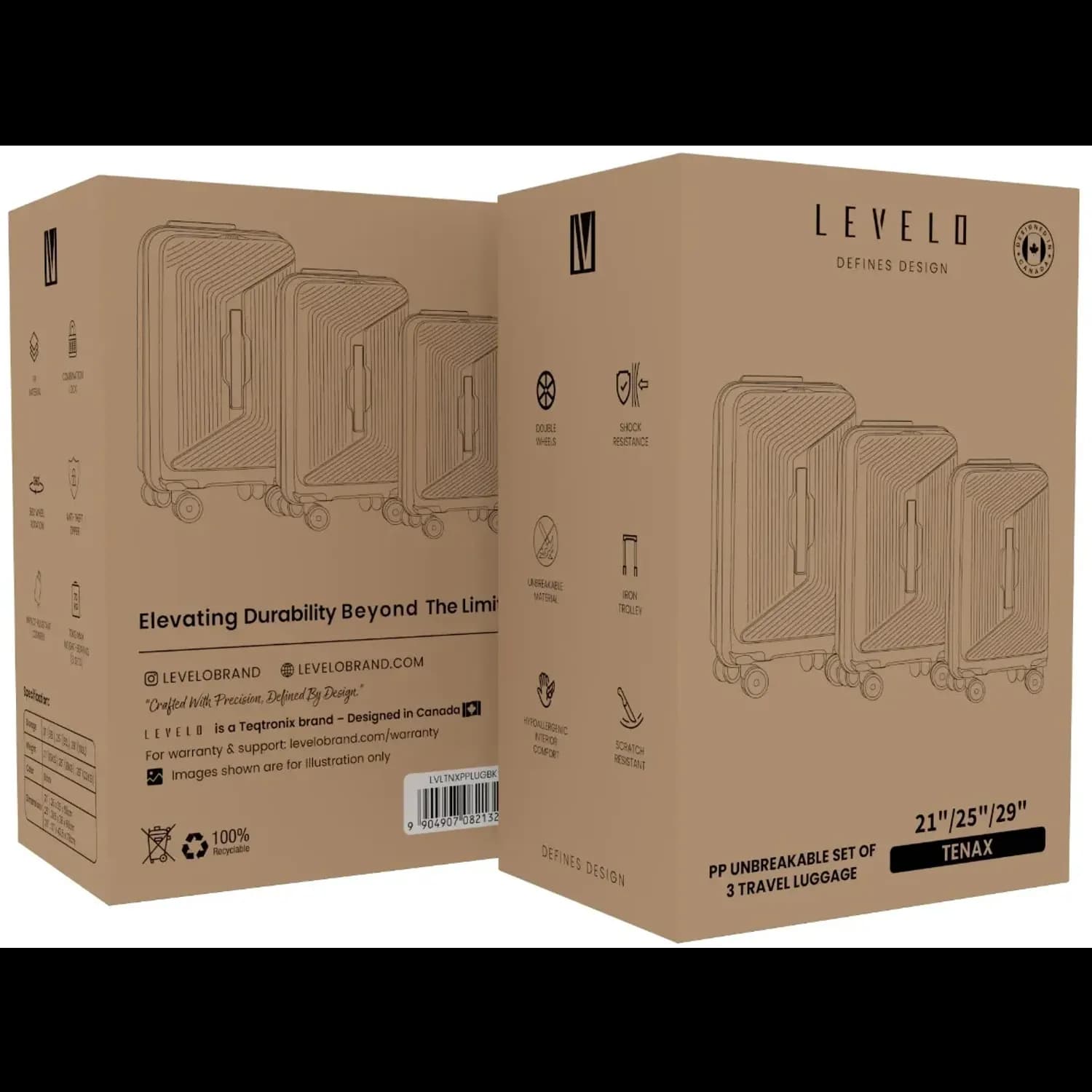 Levelo Tenax PP Unbreakable Set Of 3 Travel Luggage 3