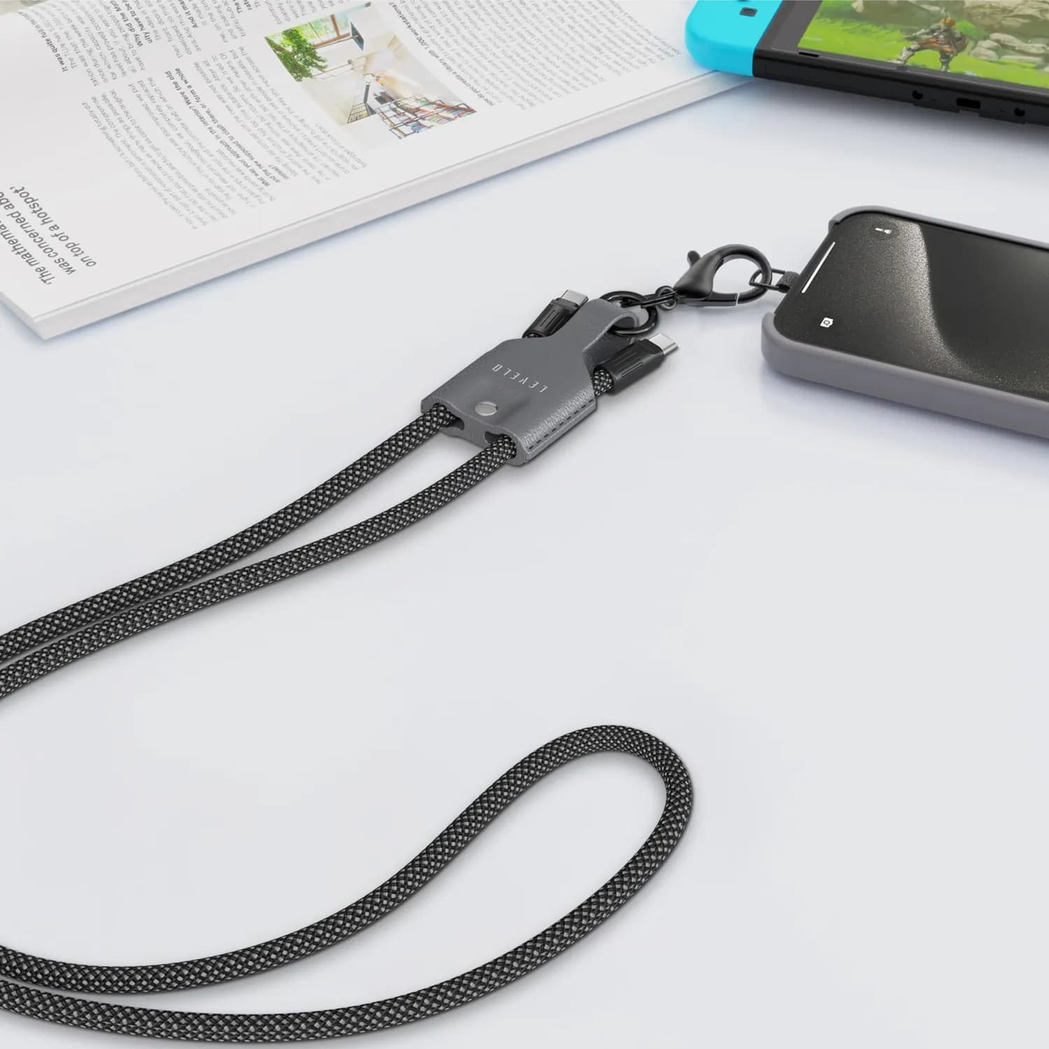 Levelo Crafted for Performance,Built to Carry Tugo Type-C TO  Type-C 60W Lanyard Cable 2