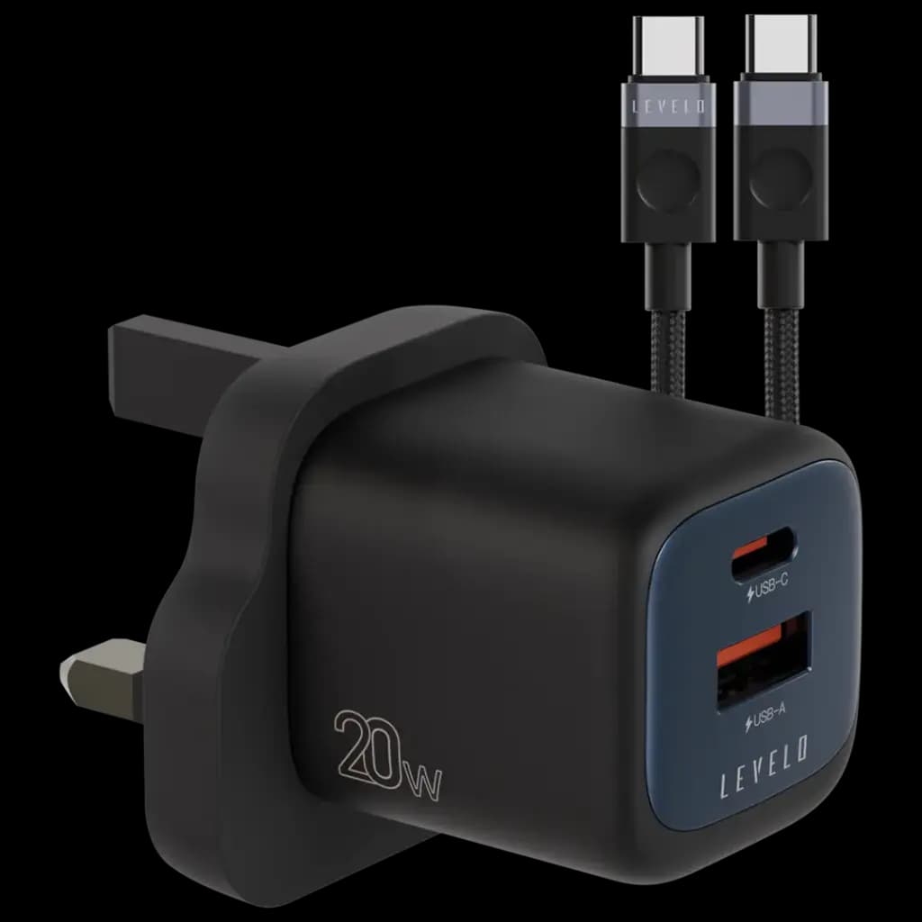 Levelo Vero GaN  Double Port Adapter PD 20W with Type-C to Type-C Cable