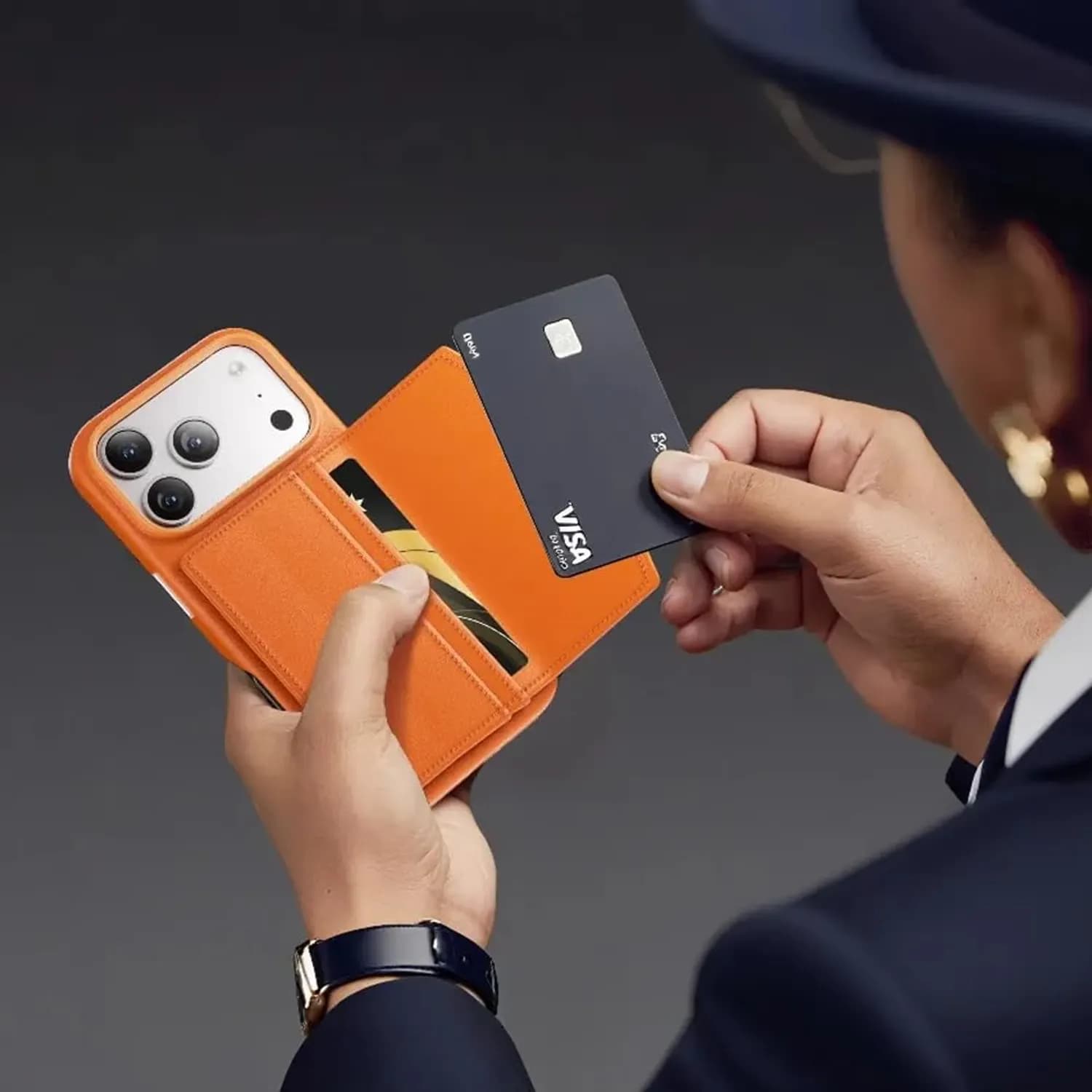 Levelo Vertex PU Leather Wallet Case — Orange 2