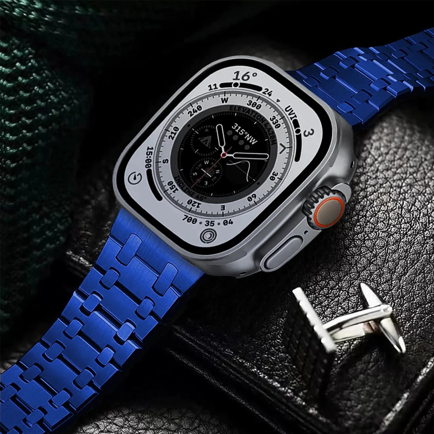 Levelo RoyalLink Stainless Steel Metal Watch Strap — Blue 3