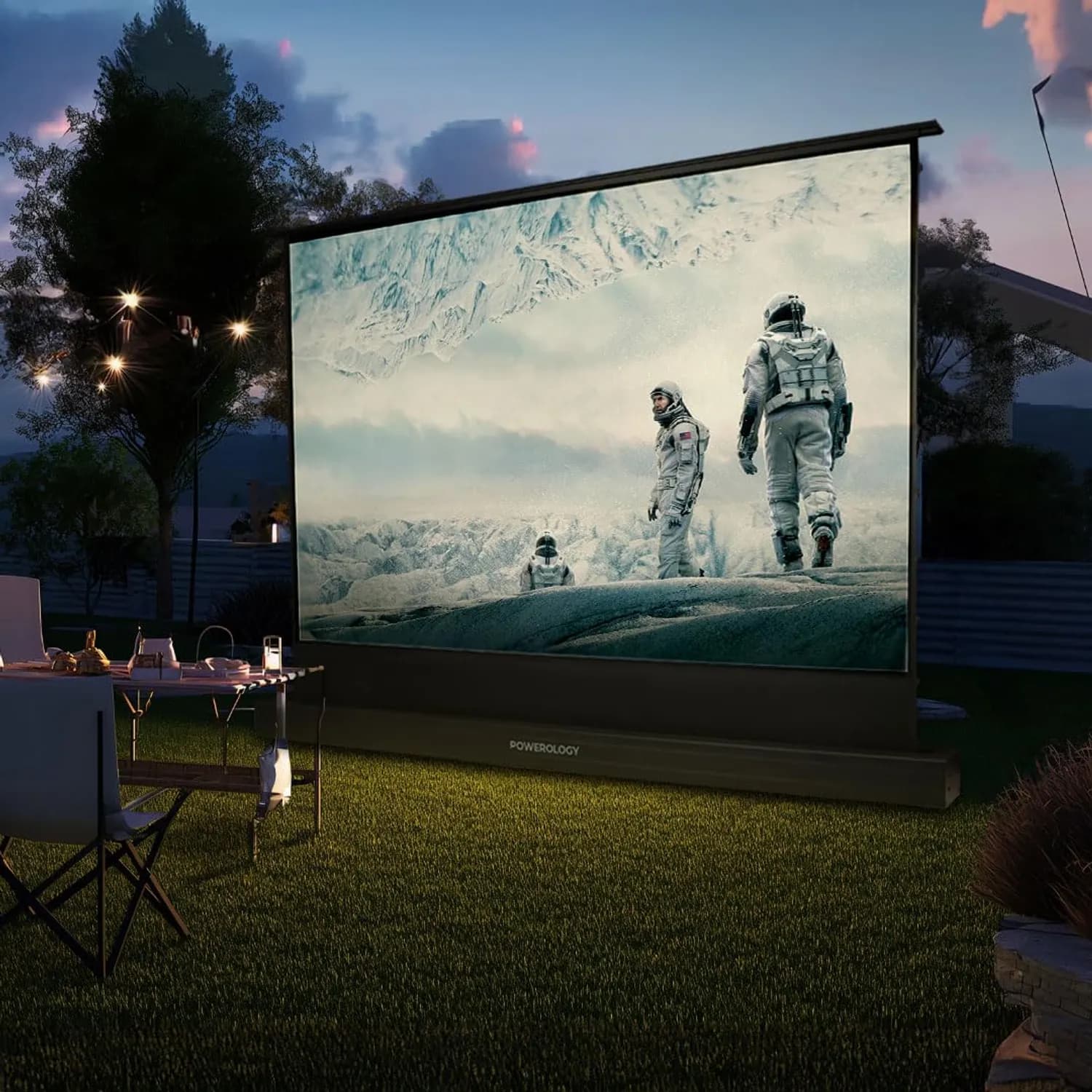 Powerology Motorized Projector Screen - 100", 16:9, White 5