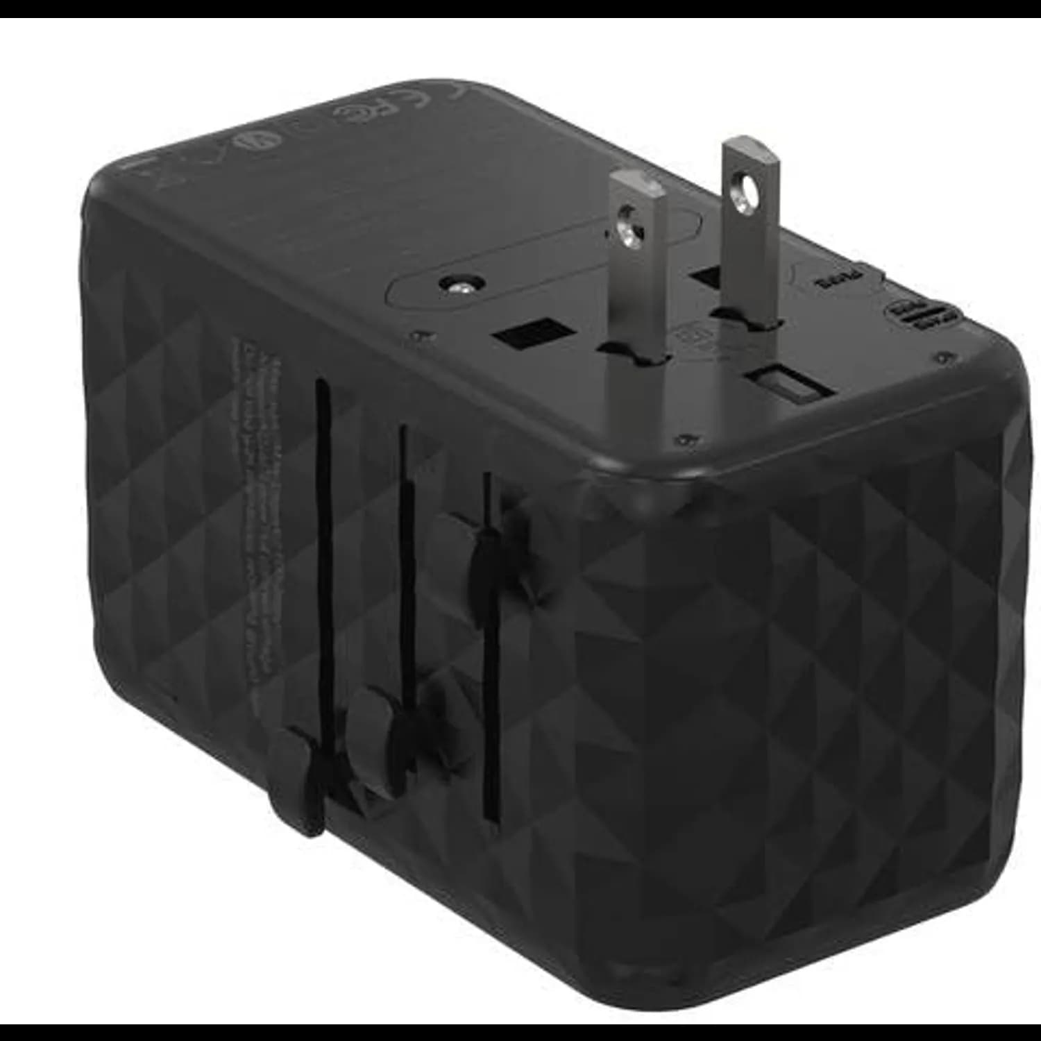 Powerology Universal Adapter - 100W GaN Fast Charger, Multi-Region, Black 3
