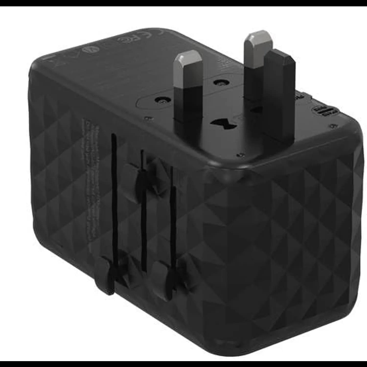 Powerology Universal Adapter - 100W GaN Fast Charger, Multi-Region, Black 5