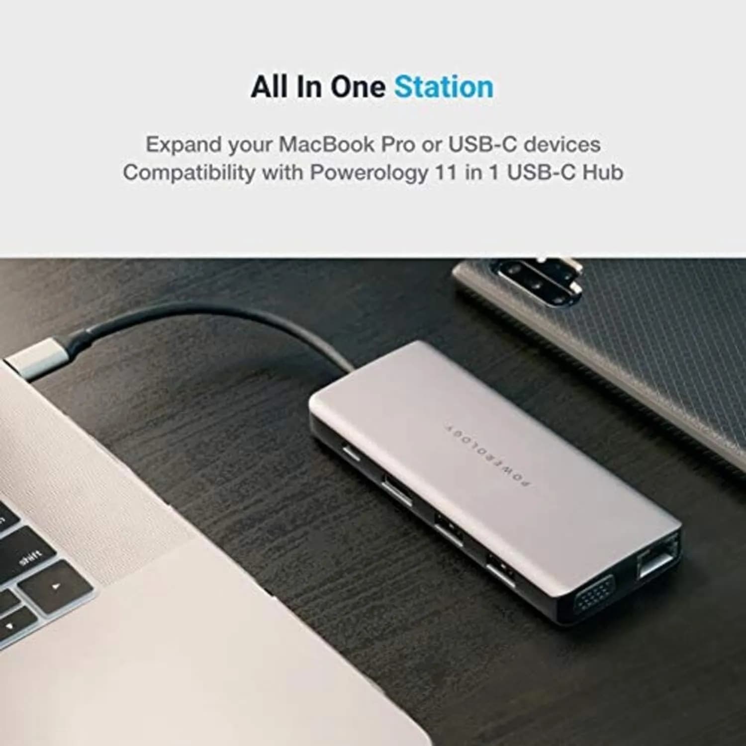 Powerology USB-C Hub - 11-in-1, Gray 2
