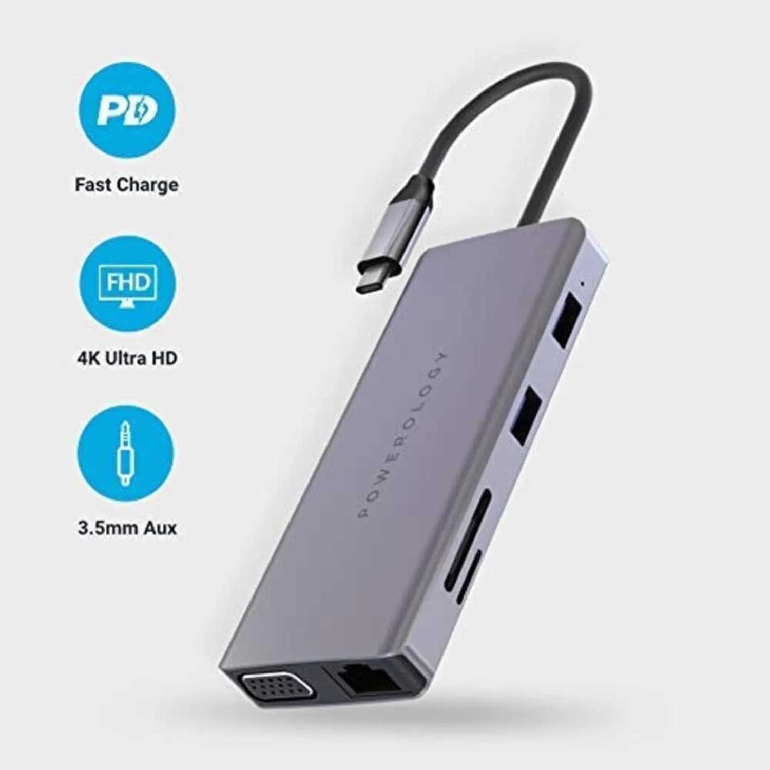 Powerology USB-C Hub - 11-in-1, Gray 3