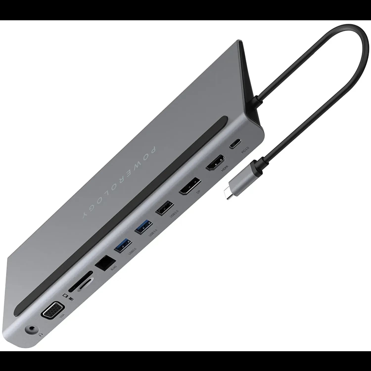 Powerology USB-C Hub & Laptop Stand - 11-in-1, Grey 2