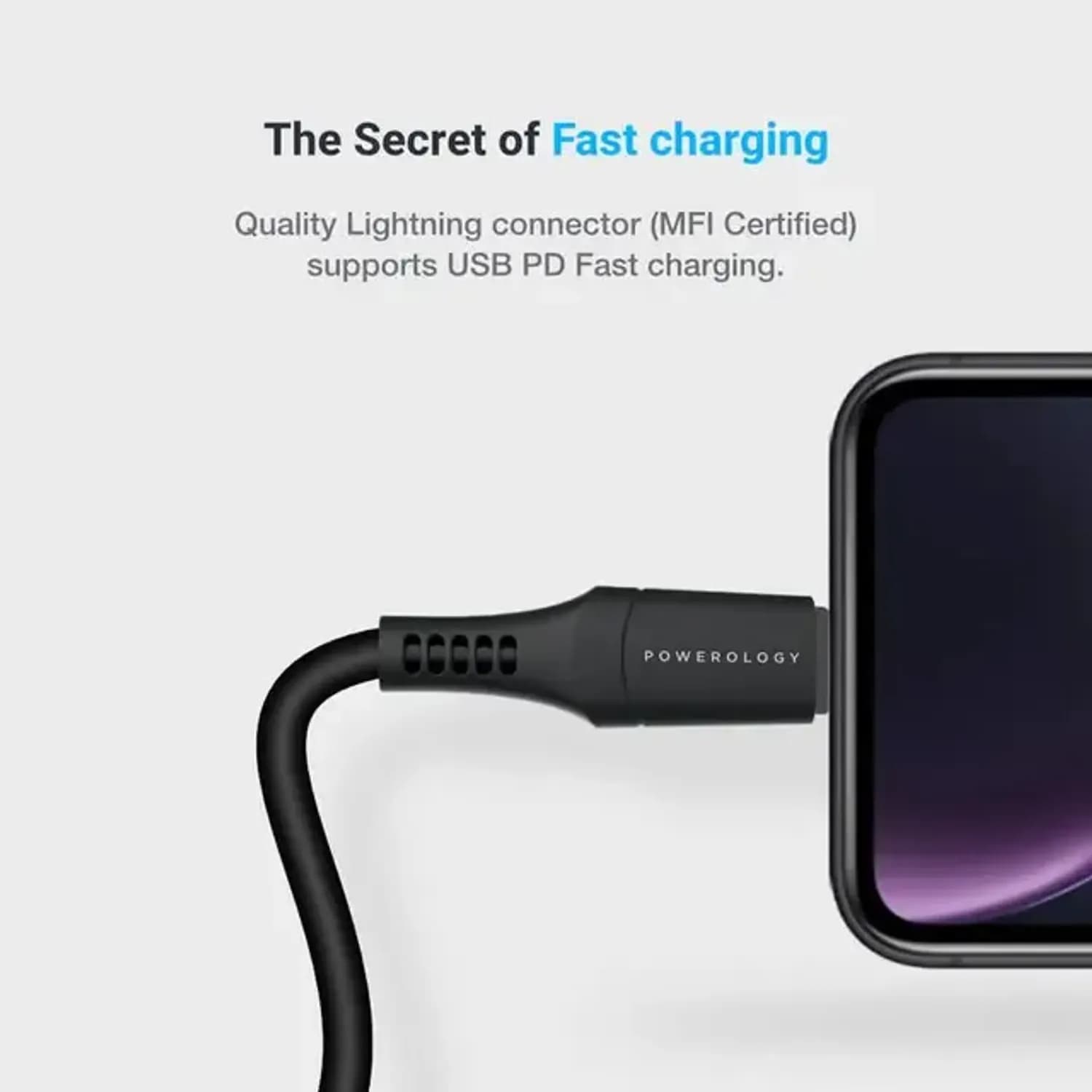 Powerology Cable - Type-C to Lightning 1.2m, Black 3