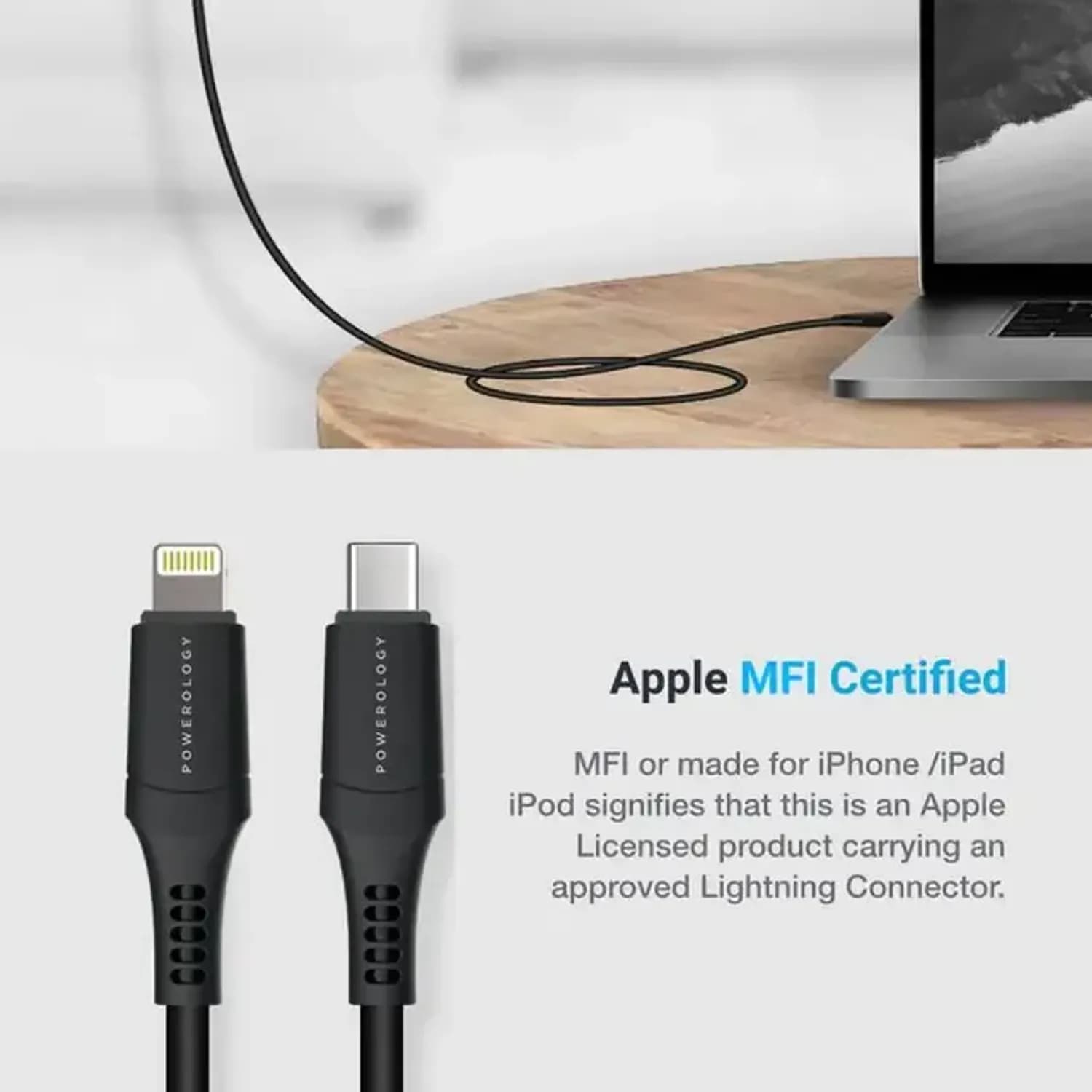 Powerology Cable - Type-C to Lightning 1.2m, Black 4