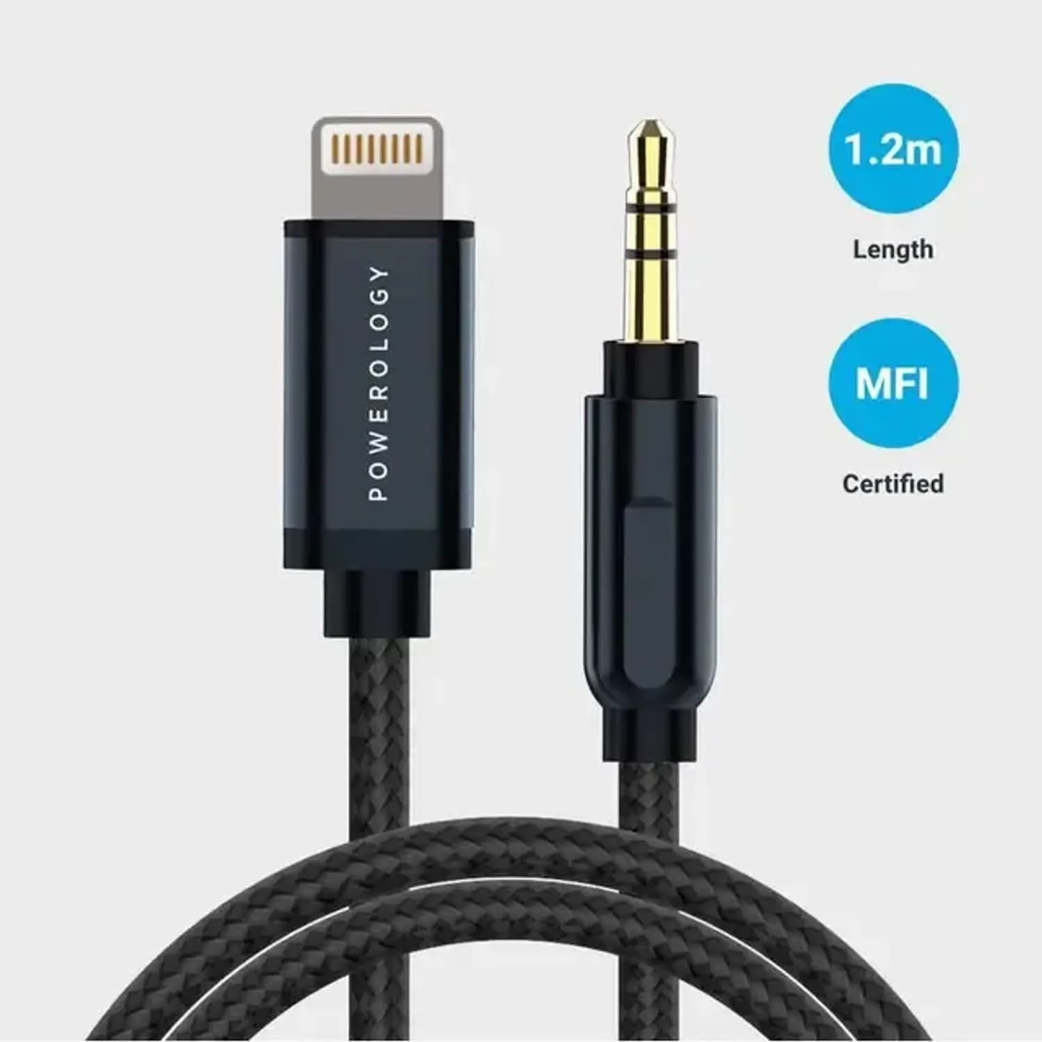 Powerology Audio Cable - Lightning to 3.5mm AUX, Black 4