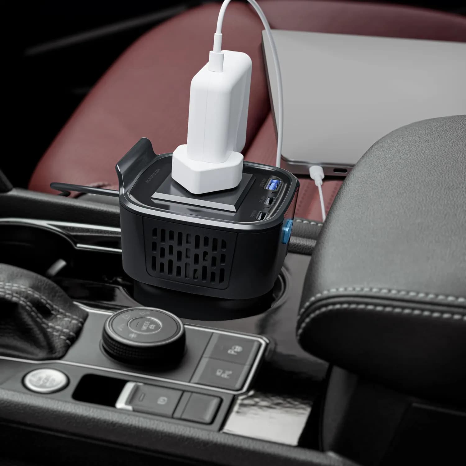 Powerology Power Inverter - 150W AC, PD 30W, Cup Holder Design 2