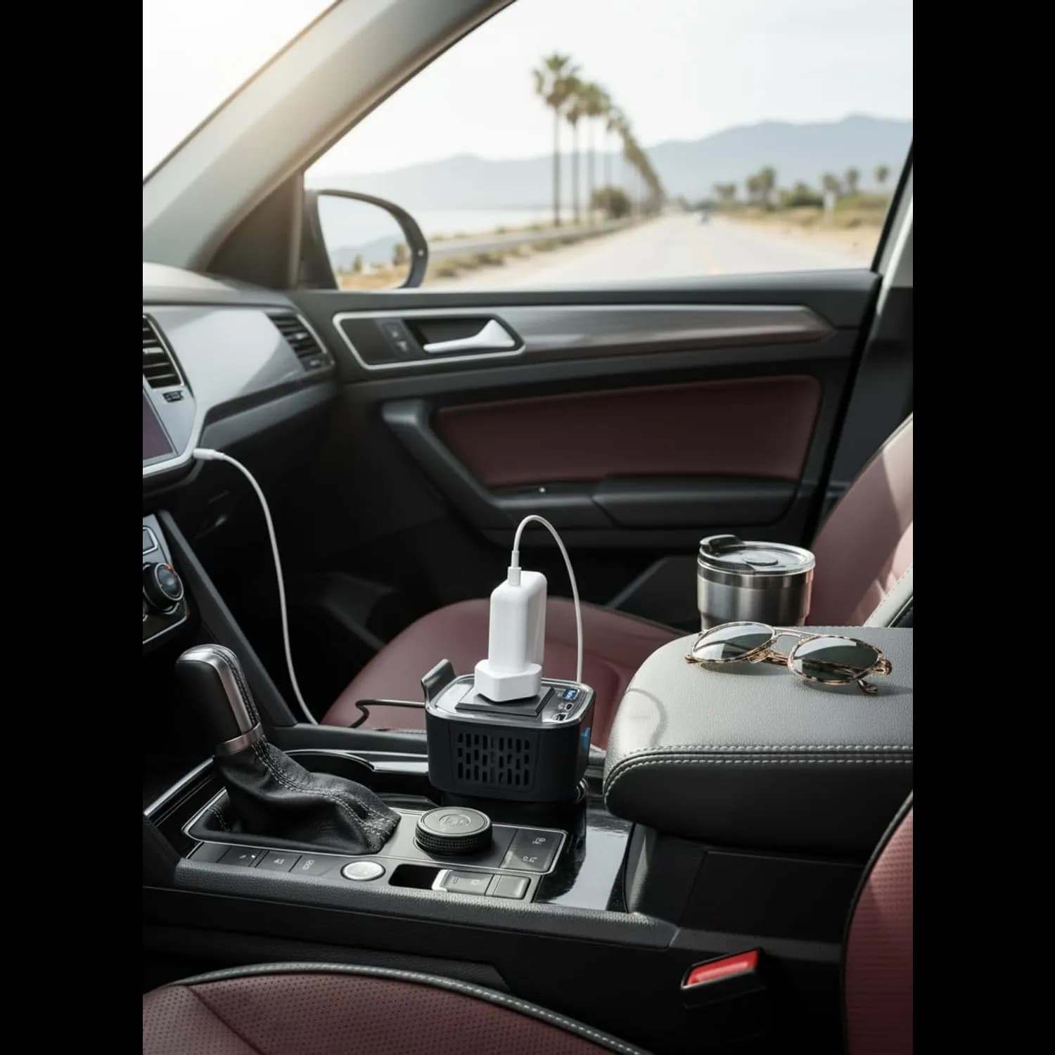 Powerology Power Inverter - 150W AC, PD 30W, Cup Holder Design 4