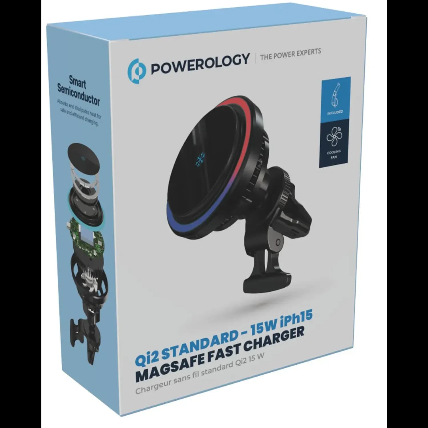 Powerology Wireless Car Charger Qi2 - Magsafe Fast Charge, Black 3