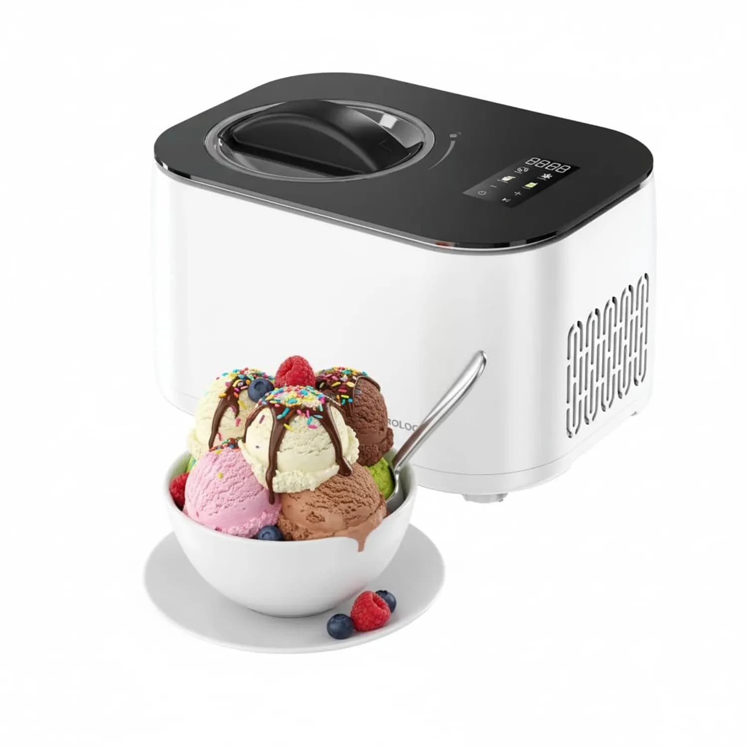 Powerology Ice Cream Maker - 1L, Quick-Freeze, White 1 Powerology Ice Cream Maker - 1L, Quick-Freeze, White 1