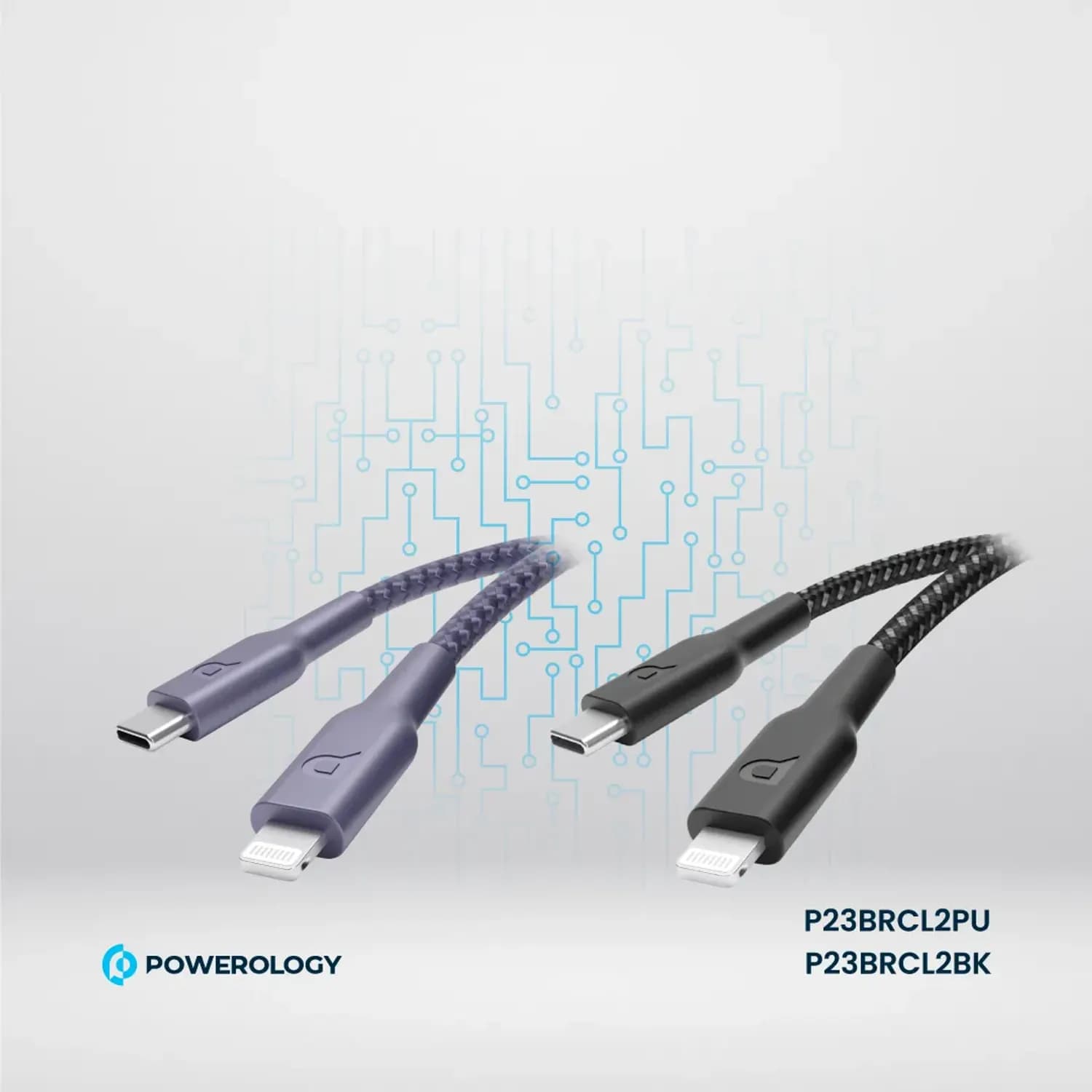 Powerology USB-C to Lightning Cable - Braided, Purple — Black 6