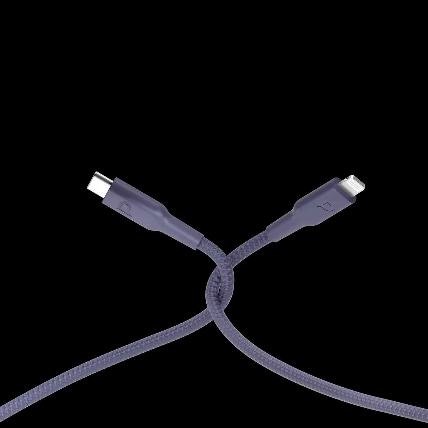 Powerology USB-C to Lightning Cable - Braided, Purple — Black 2