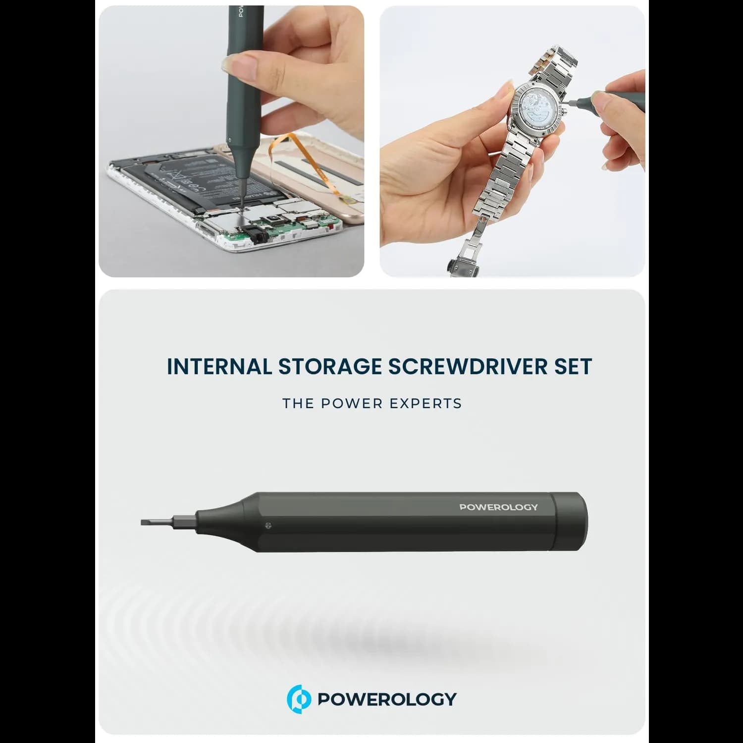 Powerology Screwdriver Set - 22 Double-Ended Bits, Magnetic Storage, Black 3