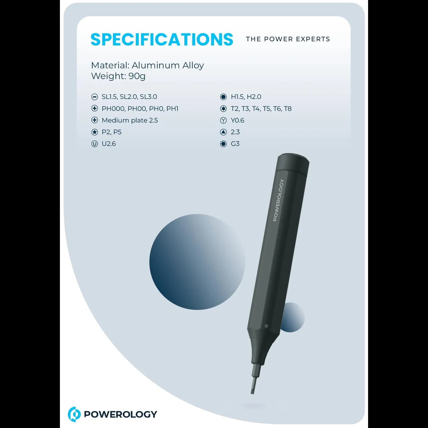 Powerology Screwdriver Set - 22 Double-Ended Bits, Magnetic Storage, Black 5