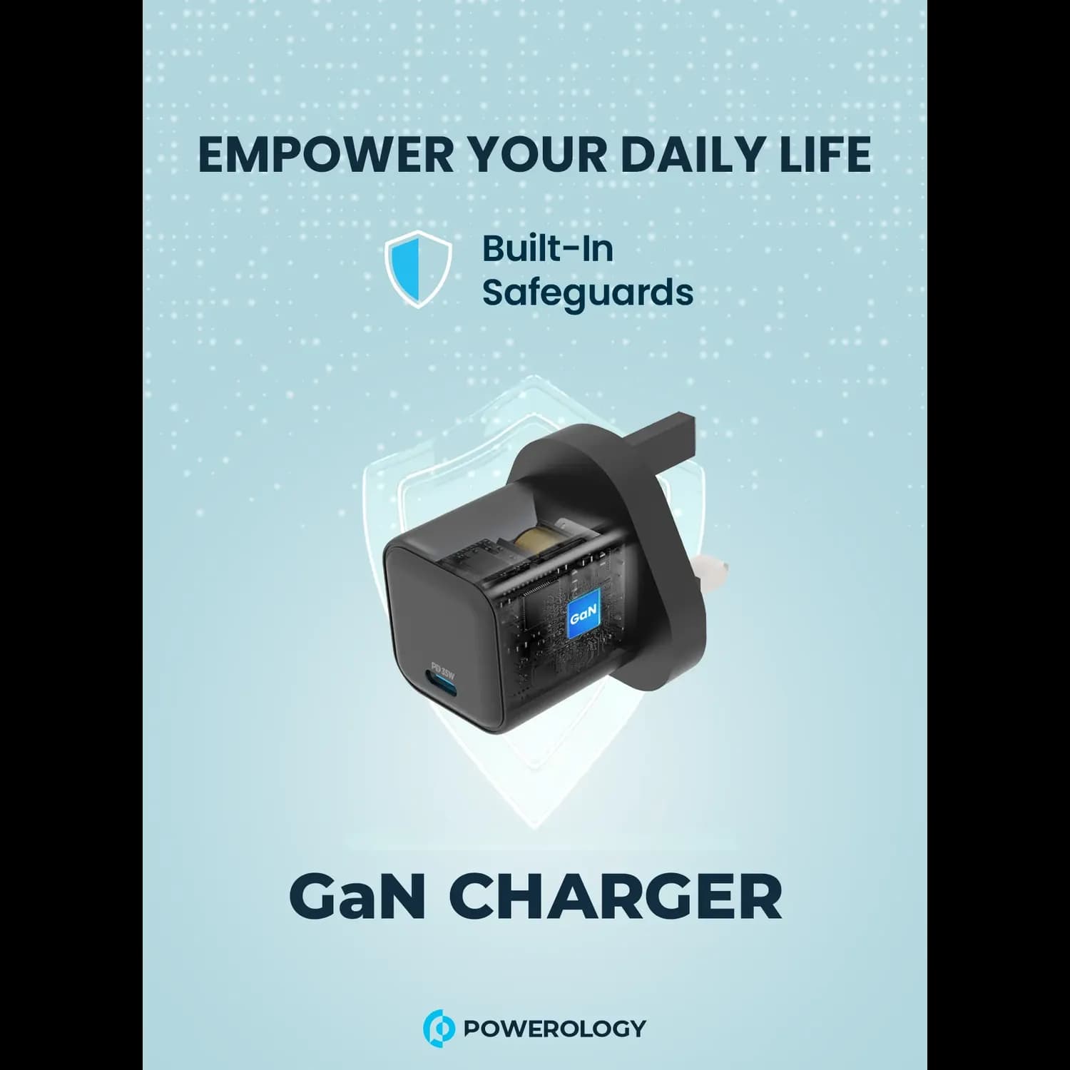 Powerology GaN Charger - 35W Ultra-Quick, Black 4