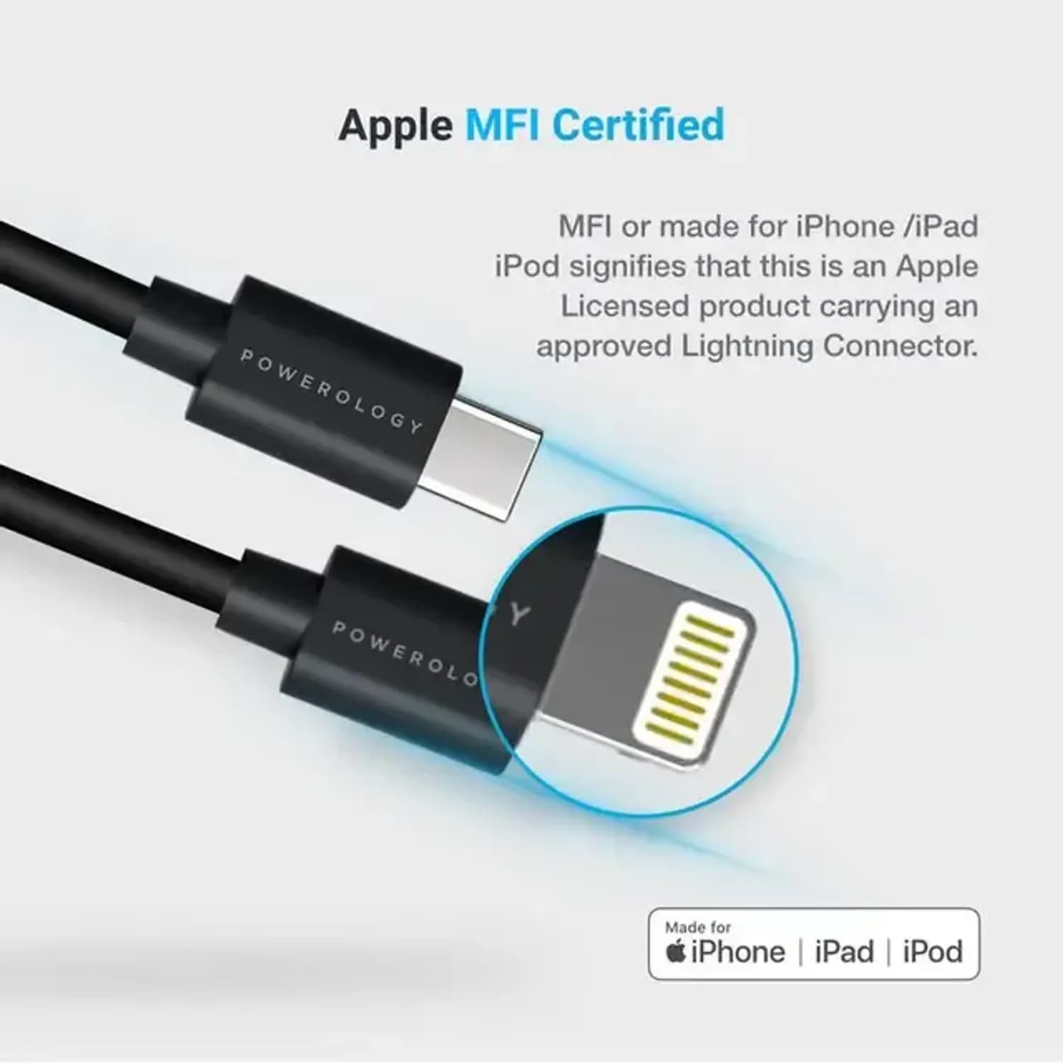 Powerology USB-C to Lightning PD Cable - 3m, Black 5
