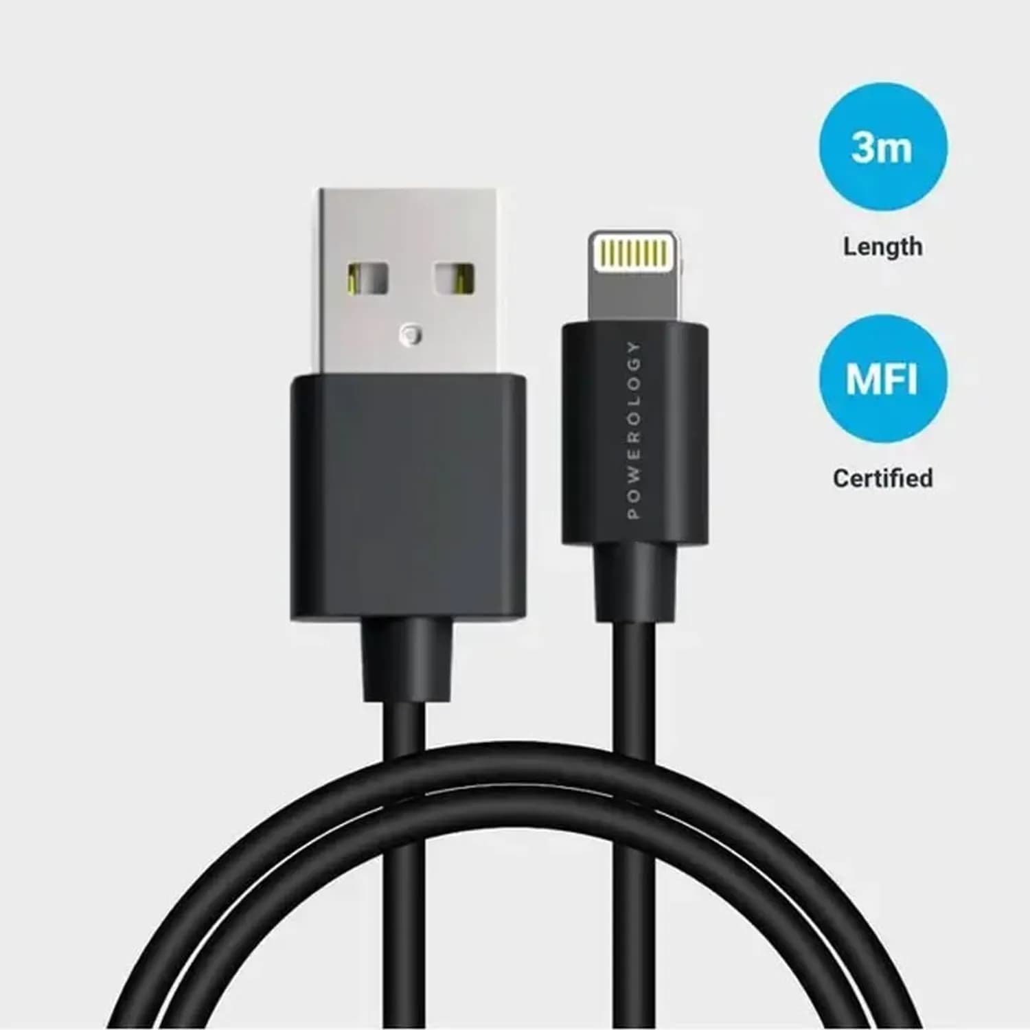 Powerology Lightning Cable - 3M, Black 2