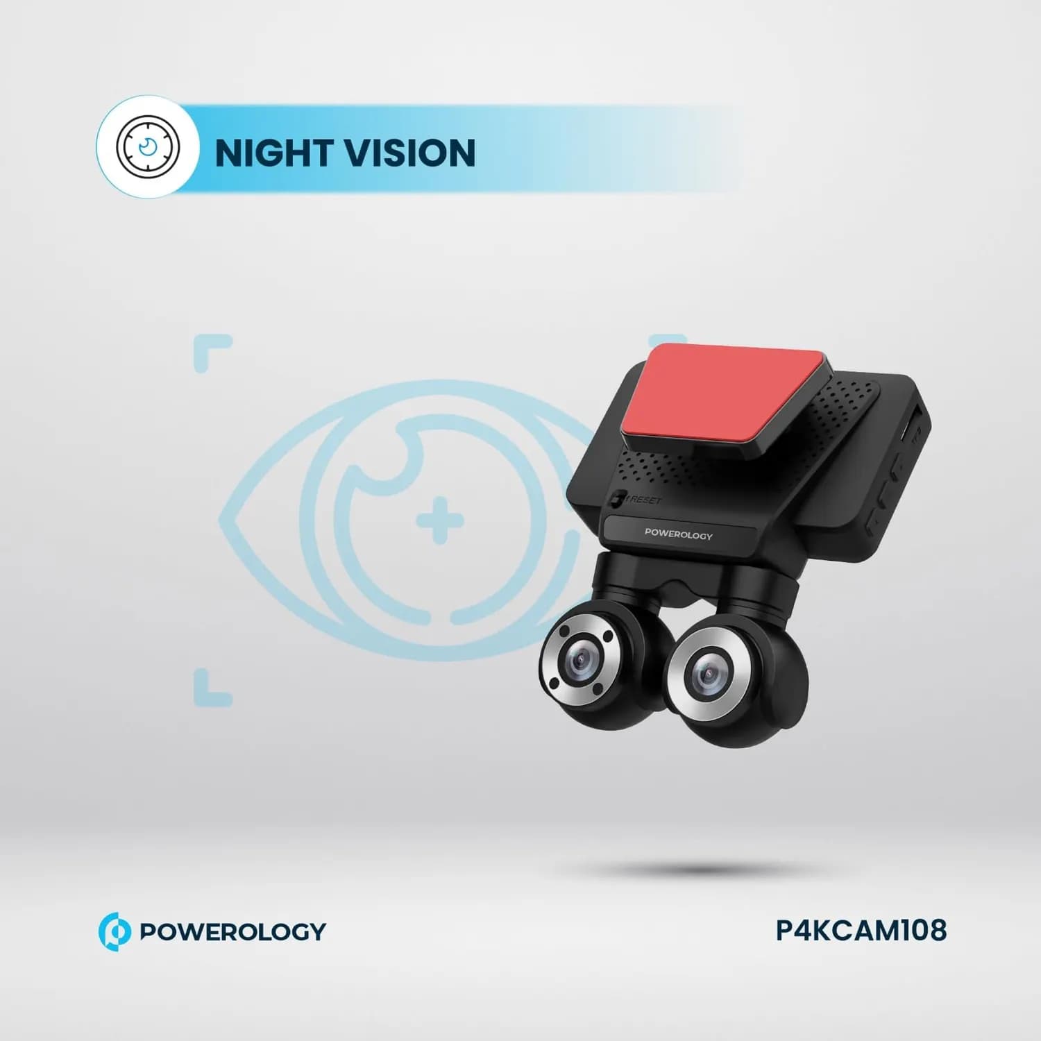 Powerology Dash Camera - Dual Lens 4K Front, 1080P Inside 4