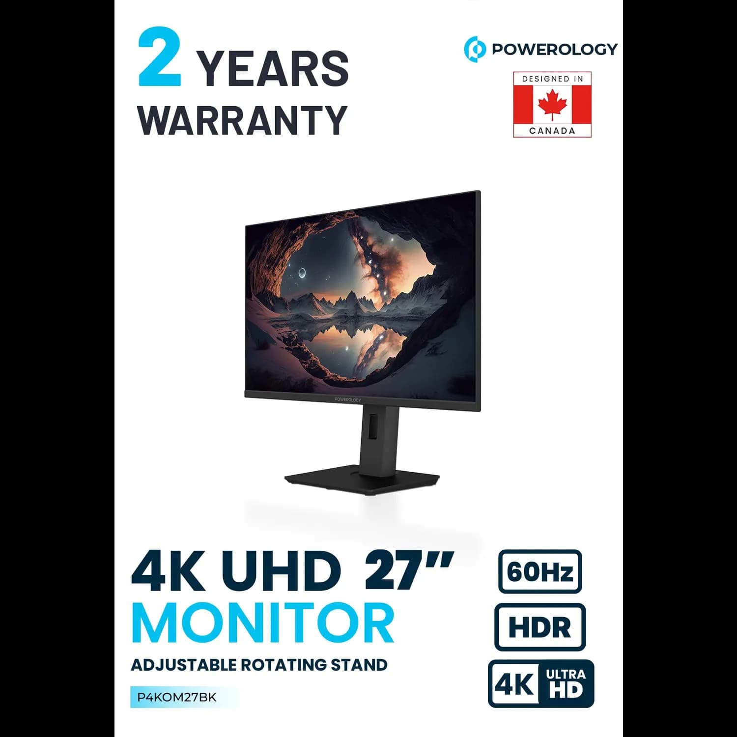 Powerology Monitor - 27" 4K UHD 60Hz, HDR, Black 2
