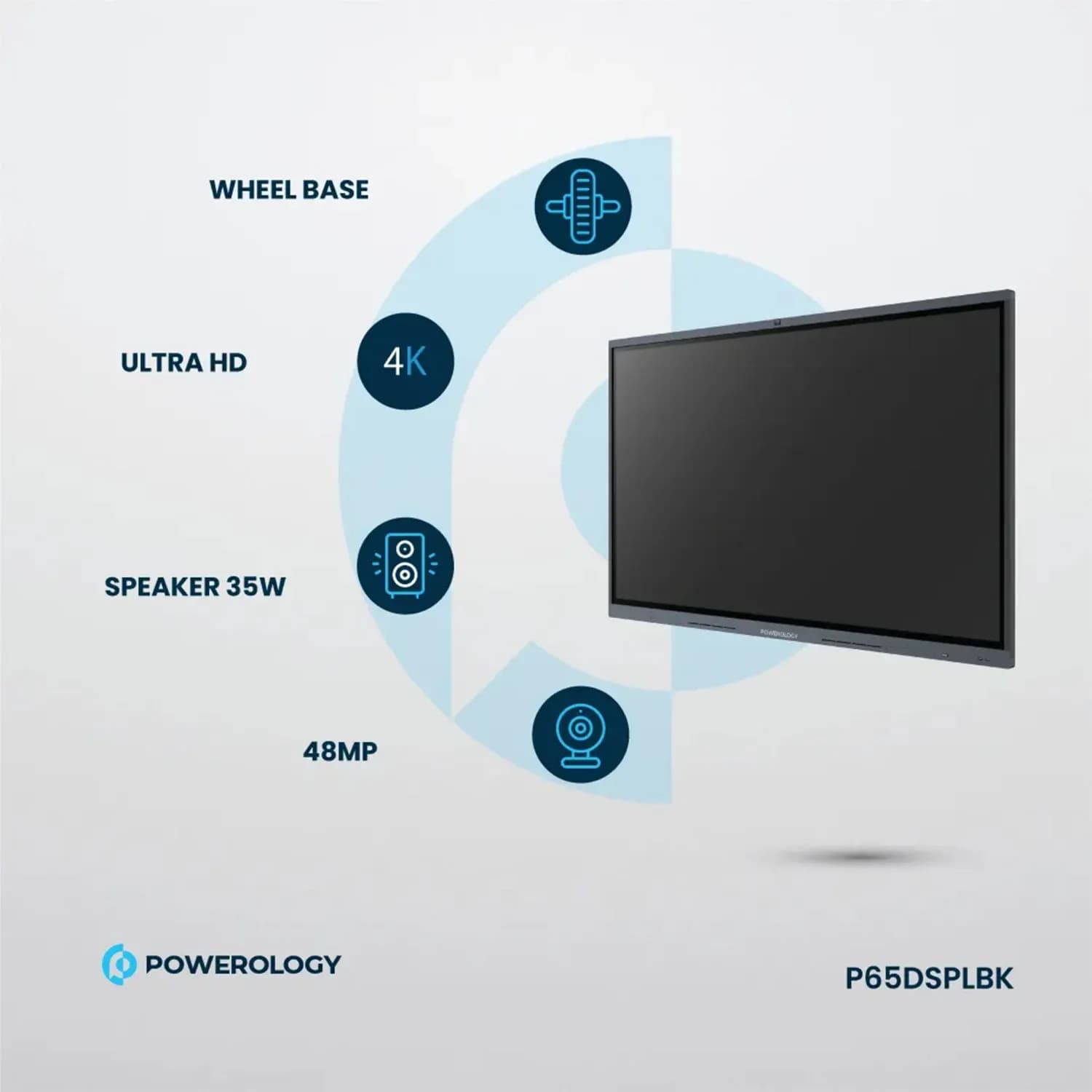 Powerology Interactive Smartboard - Dual Windows & Android, 65", Black 4