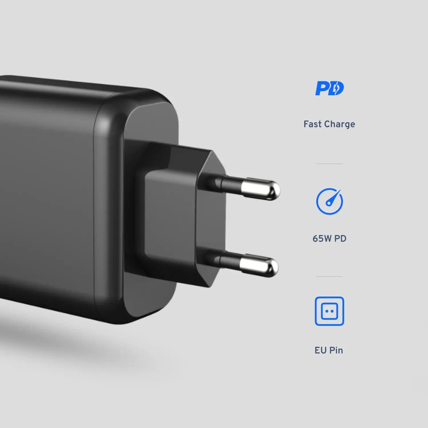 Powerology Charger - 65W PD GaN, 3-Output, Black 4