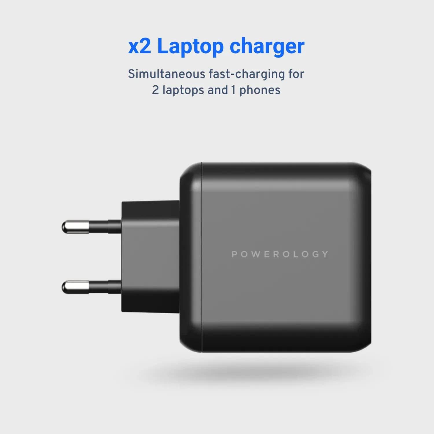 Powerology Charger - 65W PD GaN, 3-Output, Black 5