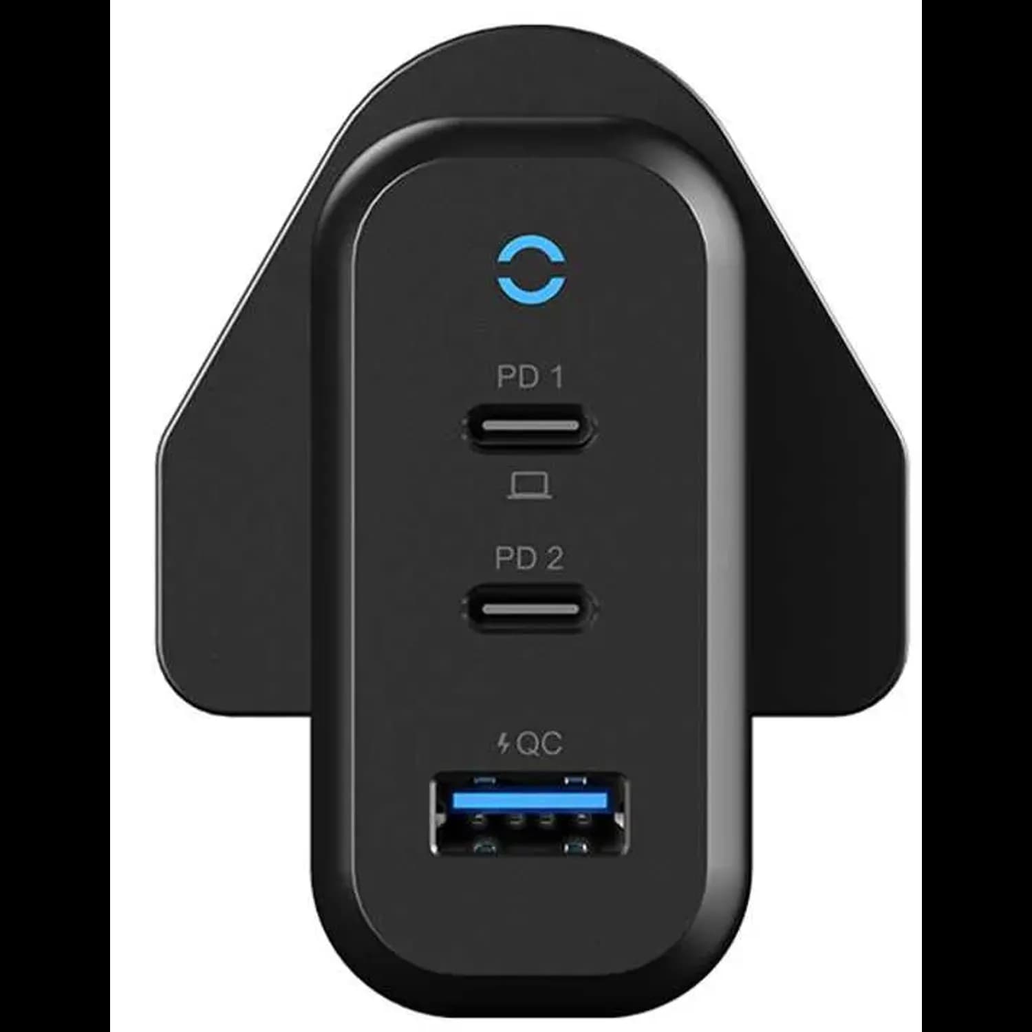 Powerology Charger - 65W PD GaN, 3-Output, Black 2