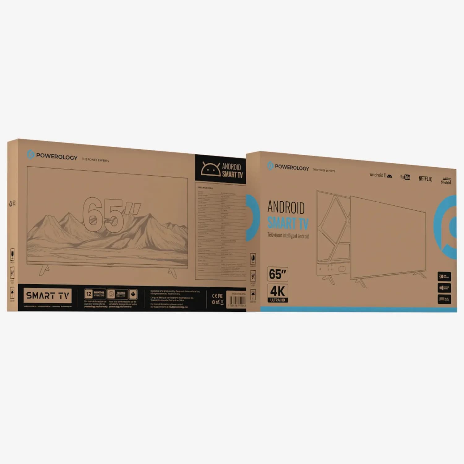 Powerology Android Smart TV - 65 Inch, Black 3