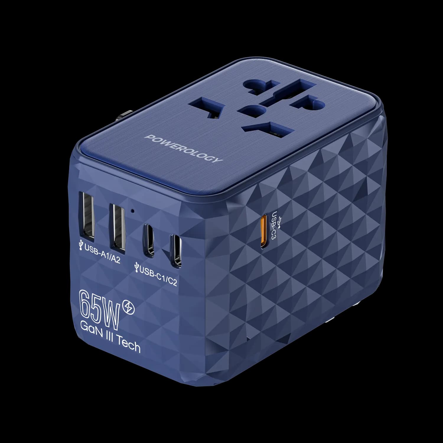 Powerology Super Charger - 85W Retractable Type-C Cable, Blue — White 2