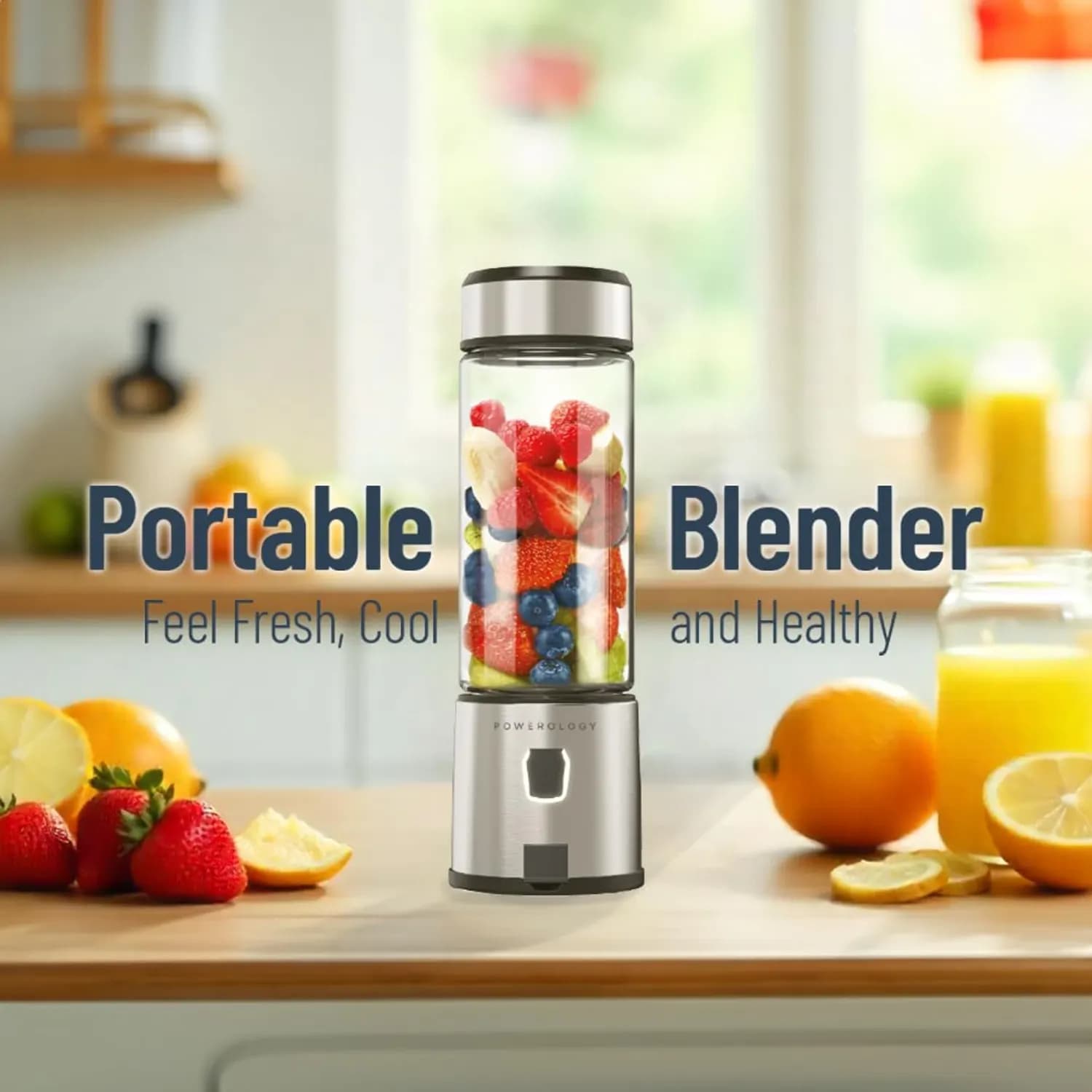 Powerology Blender - 450ml, 126W Motor, Silver 2
