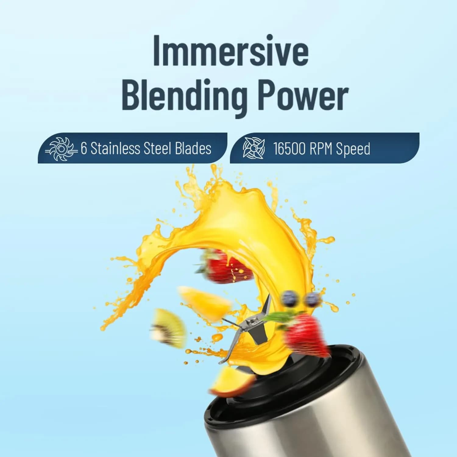 Powerology Blender - 450ml, 126W Motor, Silver 3