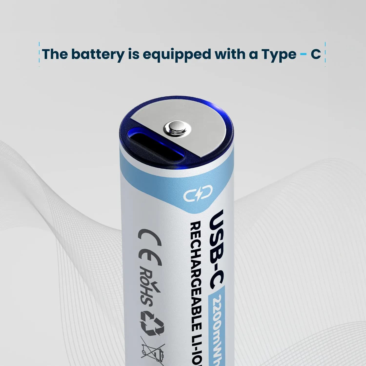 Powerology USB-C Rechargeable Lithium AA Battery - 4 Pack, White 2
