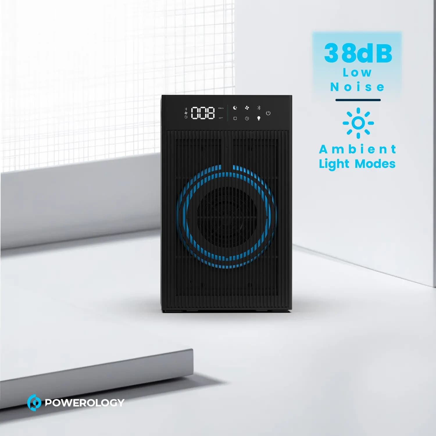 Powerology Air Purifier - Smart 3-Stage H11 HEPA, Black 5