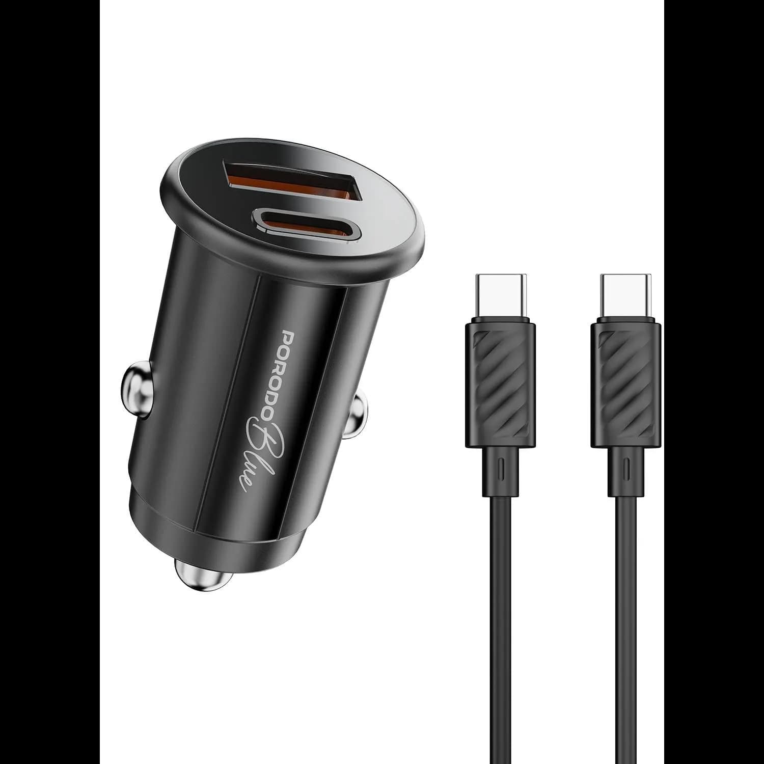 Porodo Car Charger - 30W Dual Port, Black 1
