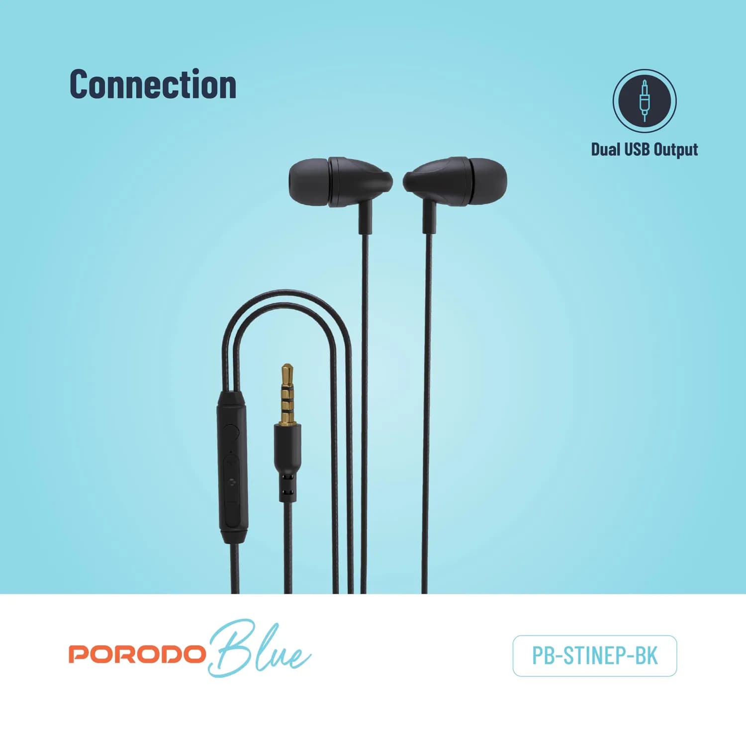 Porodo Earphones - 3.5mm Aux, Black 4