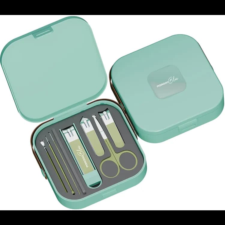 Porodo 8-in-1 Pocket-Size Nail Clipper Set, PB10GN - Black — Green 1