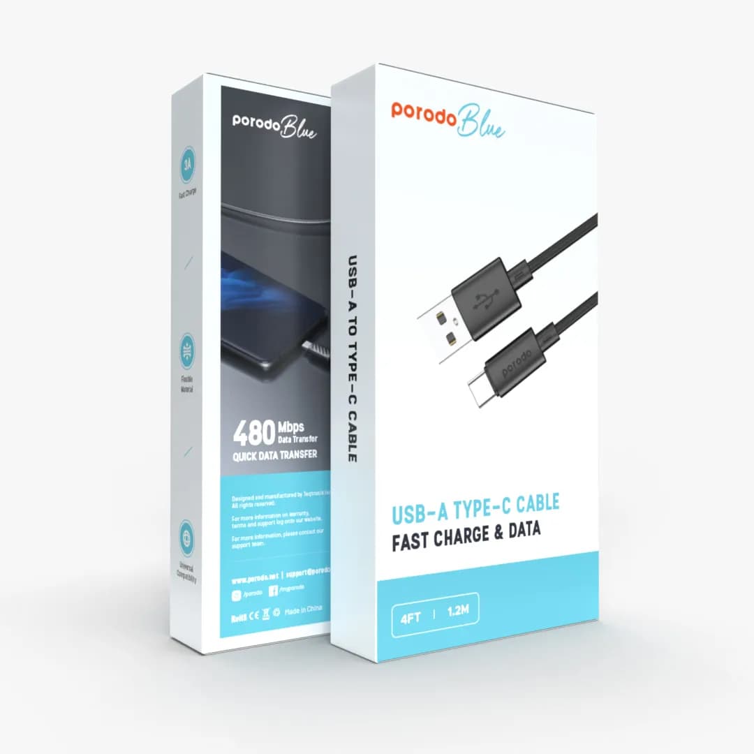 Porodo USB-A to Type-C Cable PB-3AACC-BK - 3A, 1.2m, Black 4