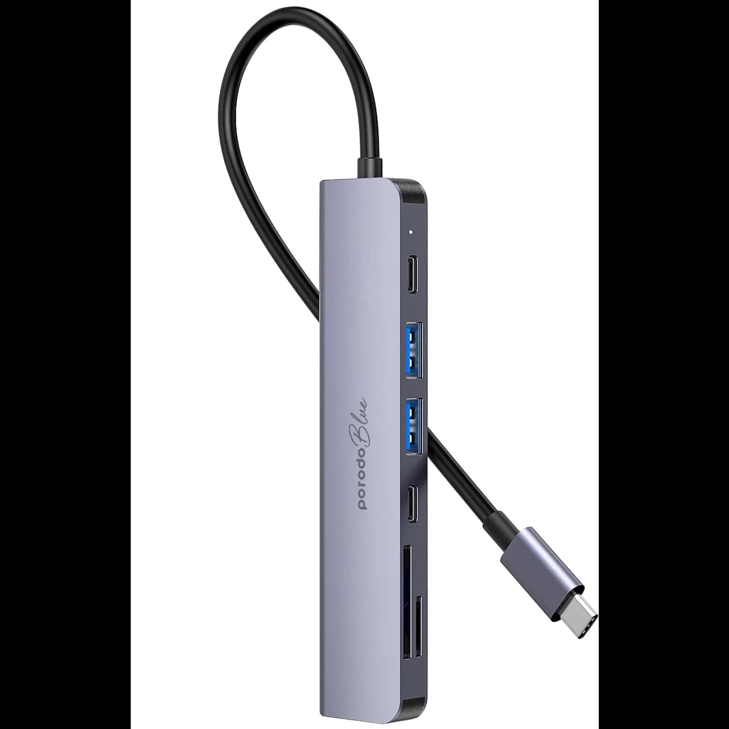 Porodo USB-C Hub - 7 Ports, 4K HDMI, 100W PD, Gray 1 Porodo USB-C Hub - 7 Ports, 4K HDMI, 100W PD, Gray 1