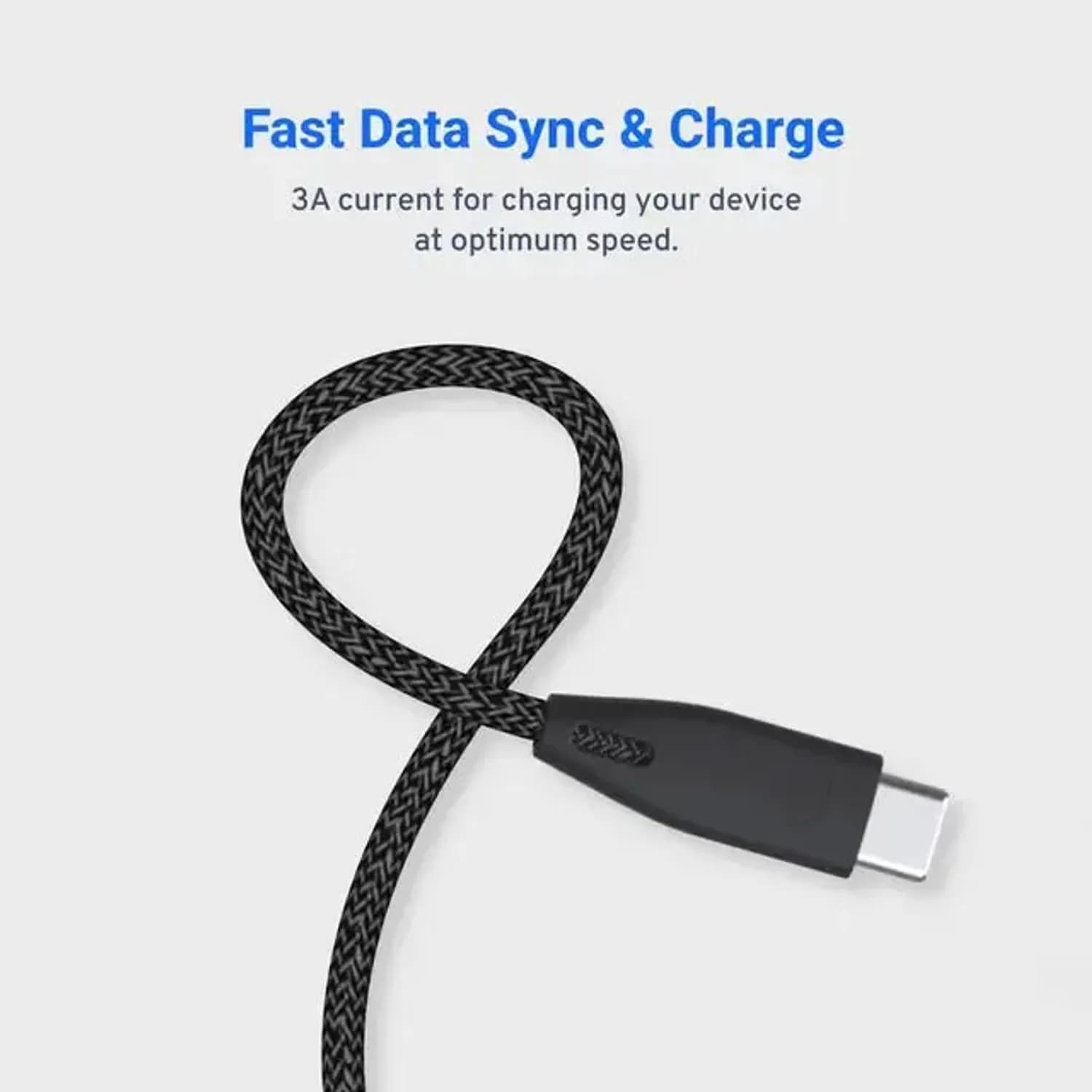 Powerology USB-A to Type-C Cable - Braided, 1.2m, Black 2