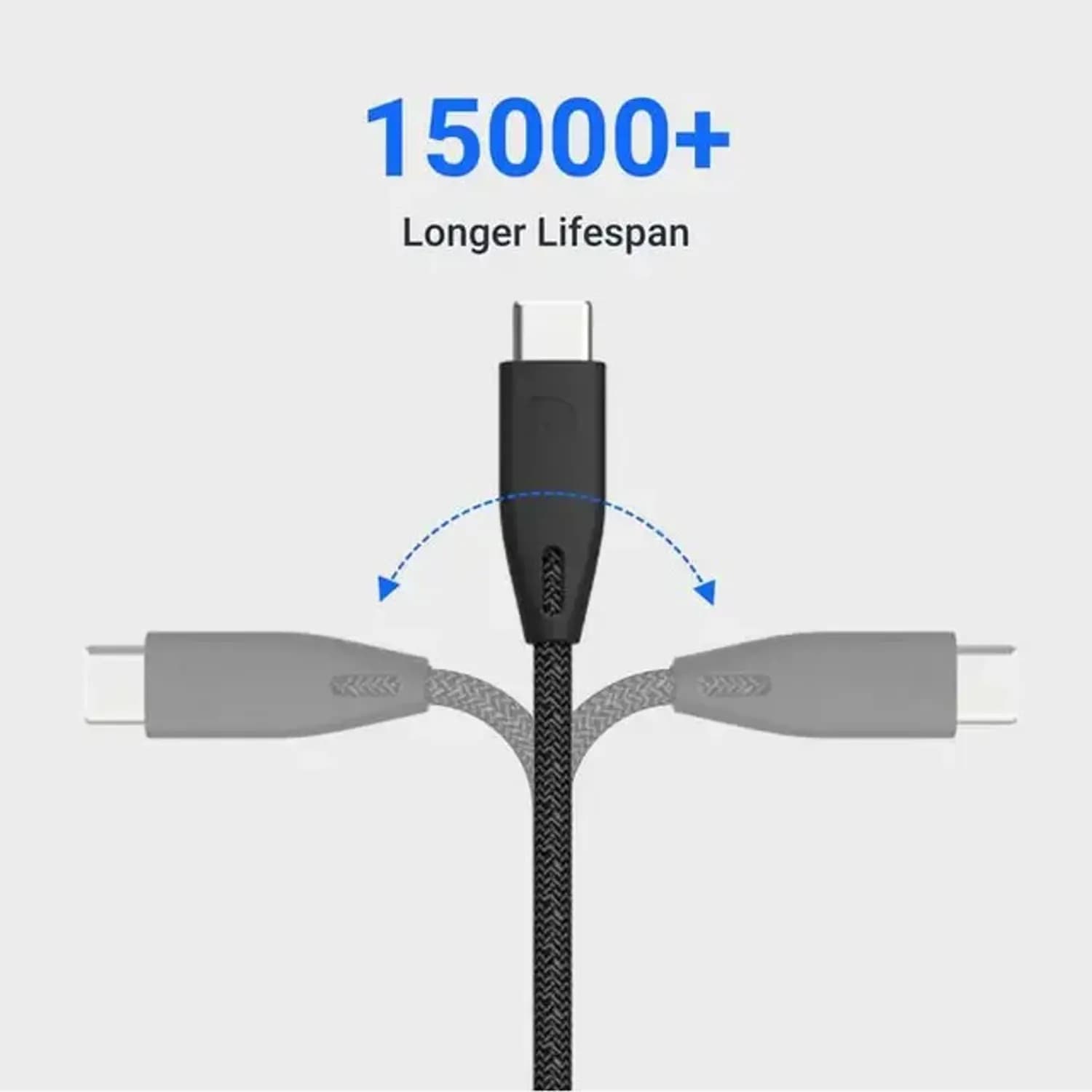 Powerology USB-A to Type-C Cable - Braided, 1.2m, Black 5